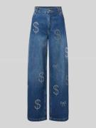 Stella Nova Wide Leg Jeans mit Strasssteinbesatz in Blau, Größe 34