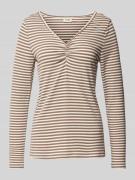 Fransa Longsleeve mit geripptem V-Ausschnitt Modell 'mona' in Taupe, G...