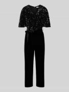 s.Oliver BLACK LABEL Regular Fit Jumpsuit mit Paillettenbesatz in Blac...