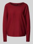 comma Strickpullover aus Viskose-Mix mit U-Boot-Ausschnitt in Bordeaux...