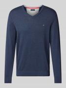 Christian Berg Men Strickpullover mit Label-Stitching in Metallic Blue...