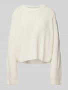 Review Oversized Strickpullover mit gerippten Abschlüssen in Offwhite,...