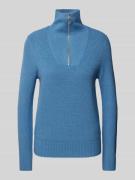 Christian Berg Woman Strickpullover mit Troyer-Kragen in Rauchblau Mel...