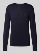 Tommy Hilfiger Strickpullover mit Logo-Stitching in Marine, Größe L