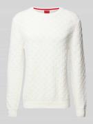 HUGO Strickpullover mit Rundhalsausschnitt Modell 'Selio' in Offwhite,...