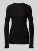 Gina Tricot Strickpullover aus Viskose-Mix mit Muschelsaum in Black, G...