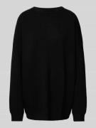 Karo Kauer Oversized Strickpullover mit Rundhalsausschnitt in Black, G...