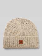 camel active Beanie aus Woll-Mix mit Label-Patch in Beige Melange, Grö...