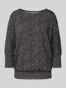 Zero Regular Fit Longsleeve aus Viskose-Mix mit 3/4-Arm in Dunkelgrau,...