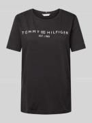 Tommy Hilfiger T-Shirt mit Label-Print in Black, Größe L