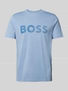 BOSS Green T-Shirt mit Label-Print in Hellblau, Größe L