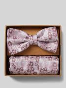 Prince Bowtie Fliege und Einstecktuch im Set mit Allover-Muster in Pin...