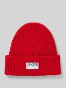 Jake*s Casual Beanie mit Label-Patch in Rot, Größe 1