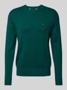 Tommy Hilfiger Strickpullover mit Logo-Stitching Modell 'PIMA' in Bott...