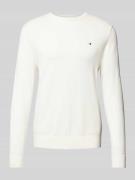 Tommy Hilfiger Strickpullover mit Logo-Stitching Modell 'PIMA' in Offw...