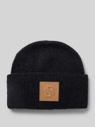 BOSS Beanie mit Label-Detail Modell 'Laru' in Black, Größe 1