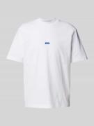Hugo Blue T-Shirt mit Label-Badge Modell 'Nieros' in Weiss, Größe S