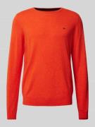 Fynch-Hatton Strickpullover mit Label-Stitching in Orange, Größe XL