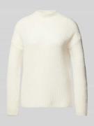 HUGO Strickpullover mit Stehkragen in Ecru, Größe M