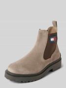 Tommy Jeans Chelsea Boots aus Leder mit Label-Patch in Taupe, Größe 45