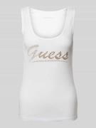 Guess Tanktop mit Strasssteinbesatz in Weiss, Größe L