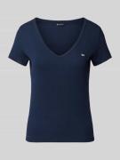 Tommy Jeans Slim Fit T-Shirt mit V-Ausschnitt in Marine, Größe M