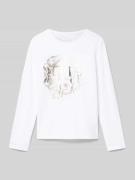 Guess Longsleeve mit Label-Print in Weiss, Größe 128