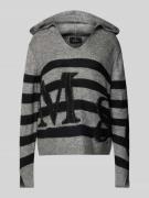 monari Loose Fit Strickpullover mit Kapuze in Dunkelgrau, Größe 36