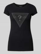 Guess Slim Fit T-Shirt mit Strasssteinbesatz in Black, Größe XS