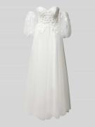 Luxuar Off-Shoulder-Brautkleid mit Spitzenbesatz in Offwhite, Größe 34