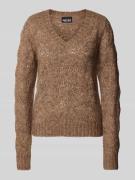 Pieces Regular Fit Strickpullover mit Alpakawolle und Fallmaschenmuste...