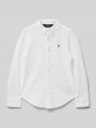 Polo Ralph Lauren Teens Bluse mit Logo-Stitching Modell 'OXFORD' in We...