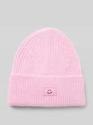 Jake*s Casual Beanie mit Motiv-Patch und Woll-Anteil in Rose, Größe 1