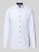 ETERNA Slim Fit Businesshemd aus Uni Struktur in Bleu, Größe 38