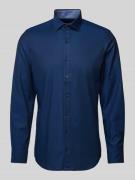 OLYMP Level Five Slim Fit Businesshemd aus Uni Struktur in Marine, Grö...