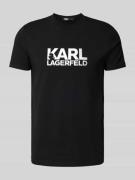 Karl Lagerfeld T-Shirt mit Label-Print in Silber, Größe L