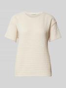 OPUS T-Shirt mit geripptem Rundhalsausschnitt Modell 'Gizapi' in Beige...