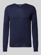 Polo Ralph Lauren Wollpullover mit Logo-Stitching in Marine, Größe L