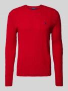 Polo Ralph Lauren Strickpullover mit Logo-Stitching in Rot, Größe XL