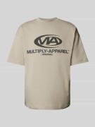 Multiply Apparel Oversized T-Shirt mit Label-Print in Beige, Größe S