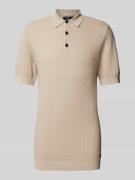 Matinique Slim Fit Poloshirt mit Strukturmuster in Beige, Größe L