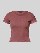 Only T-Shirt mit Feinripp Modell 'EMMA' in Mauve, Größe XS