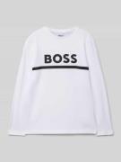 Boss Longsleeve mit Label-Print in Weiss, Größe 152