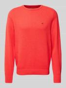 Fynch-Hatton Strickpullover mit Logo-Stitching in Rot, Größe XXL