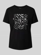 comma T-Shirt mit Motiv-Print in Black, Größe 34