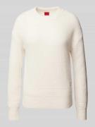 HUGO Strickpullover mit Label-Stitching Modell 'Scevanu' in Weiss, Grö...