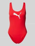 PUMA Badeanzug mit Logo-Print in Rot, Größe L