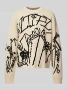 Multiply Apparel Strickpullover mit Statement-Prints in Offwhite, Größ...