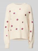 YAS Strickpullover mit Rundhalsausschnitt Modell 'FLEUR' in Offwhite, ...