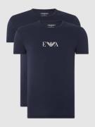 Emporio Armani T-Shirt mit Label-Print im 2er-Pack in Marine, Größe L